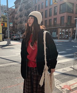 Ruin Ribbed String Hooded Jacket