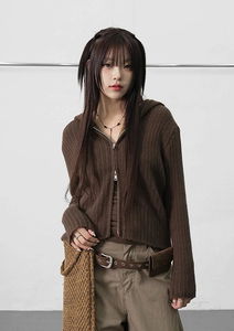 Ronane Two-Way Knitwear Hooded Zip-Up