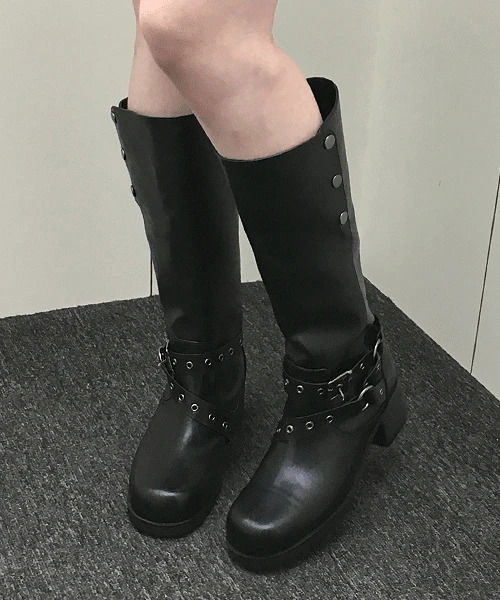 루멘 5cm 투웨이 버클 미들 부츠 -2 color