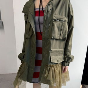 ) tulle splice field jacket (2color)