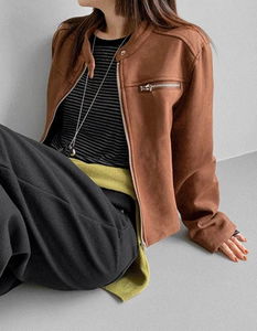 China button 5 suede jacket