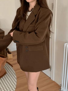 Uneven Button Corduroy Overfit Wool Jacket (2 Colors)