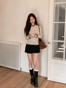 Cos Color Block Frill Layered Long Sleeve T-Shirt (2 Colors)