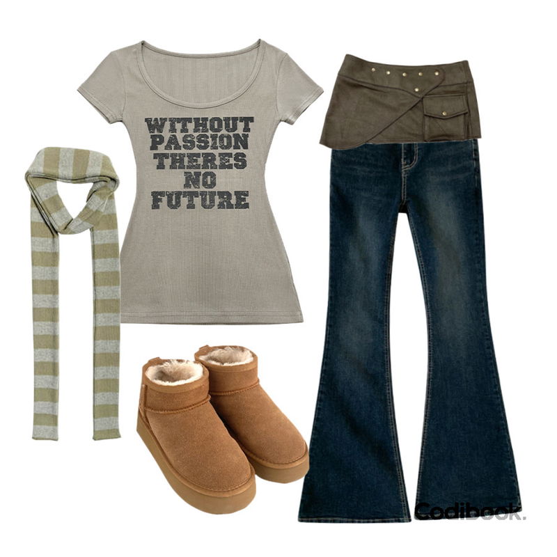 BEIDELLI 뉴욕핫템 통굽 미니 스웨이드 부츠,tipssy ) suede pocket belt,anyonemore 아렌 스트라이프 초커 머플러 목도리 (3color)등을 매치한 코디