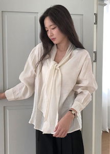 優雅正式蝴蝶結領長袖襯衫