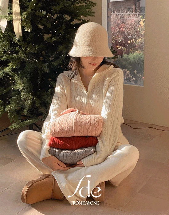 Made) Hug You Cable Knitwear Zip-up Cardigan