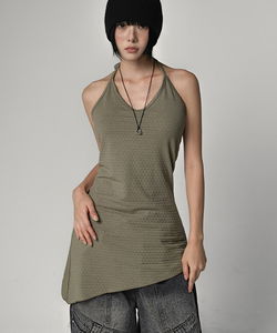 Unravel Unbalanced Layered Halter Strap Sleeveless Asym Layered Halter Strap Tank