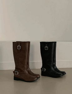 Western buckle long boots