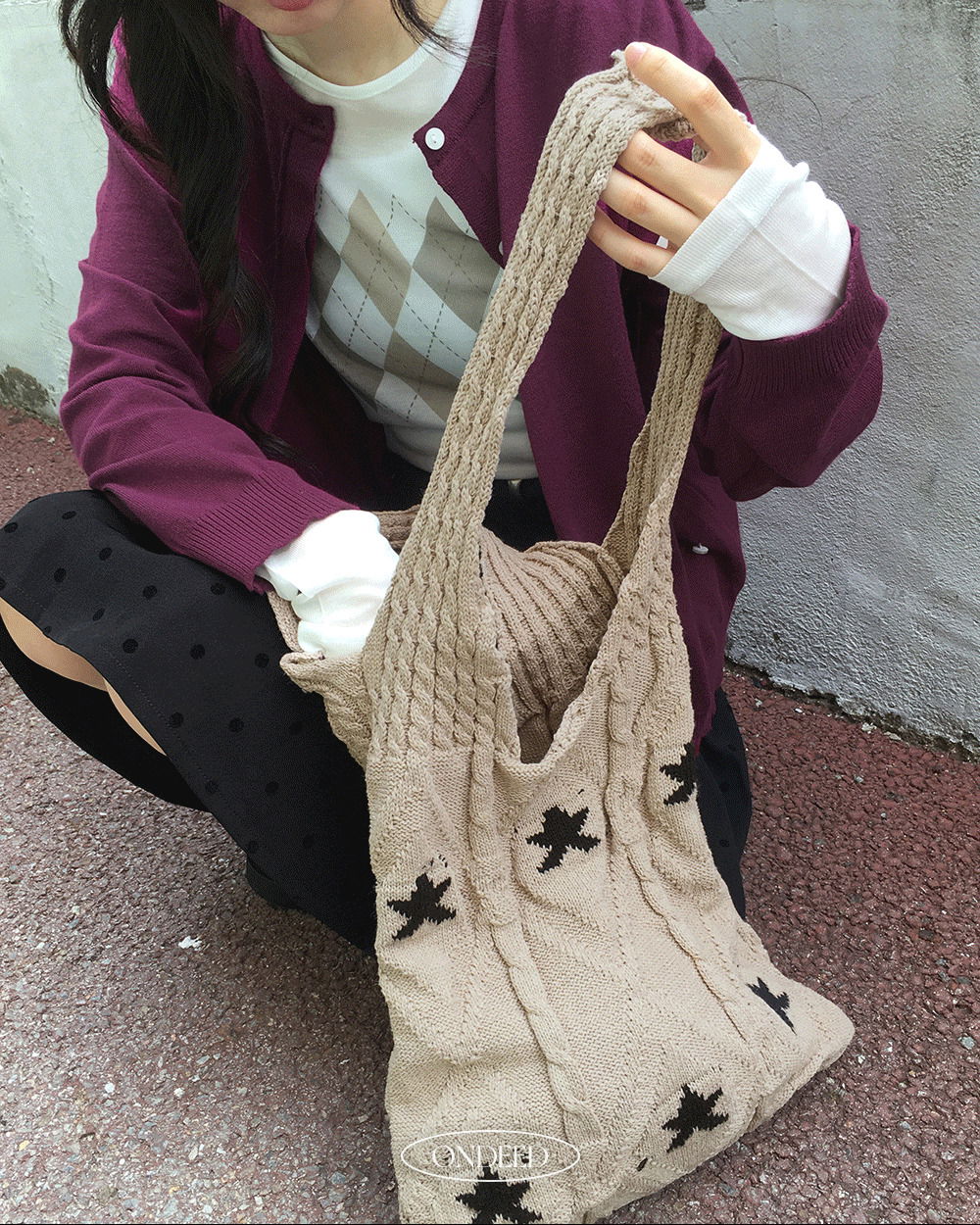 星星造型針織肩背包