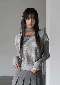 레볼 스트라이프 레이어드 티셔츠