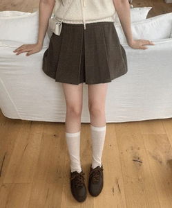 アンメイヘリンボーンプリーツミニスカート