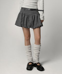 Chabate Check Bubble Pants Skirt (Belt Set)