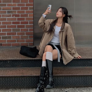 포터 배색 아방 루즈핏 자켓