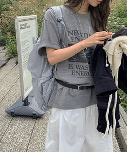 노린엘 오버핏 프린팅 피그먼트 반소매 티셔츠