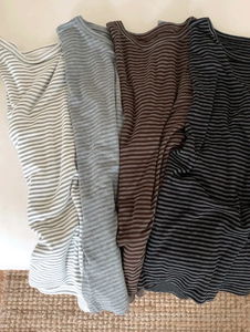 基本款彈性條紋長袖T恤