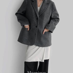 알랭 3버튼 오버핏 울 미디 자켓 (UNISEX)