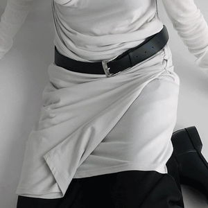 리엔 원숄더 레이어드 버튼 랩 원피스