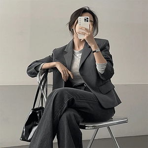 가나다란 모나코 어깨패드 카라 원버튼 포켓 싱글 숏 자켓 2color라자켓]