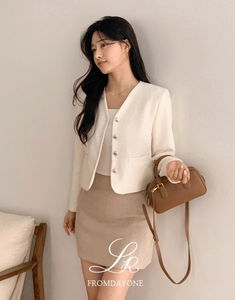 V領小香風粗花呢外套