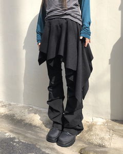 For Unbalanced Banding Layered Midi Skirt