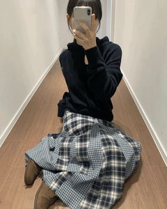 플란넬 패치워크 롱 스커트 (2color)