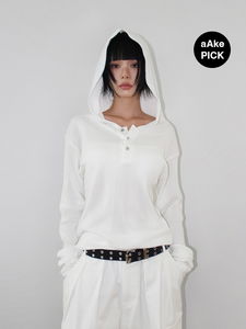 (*) GOLGI HOODED HENLEY KNIT (4color)