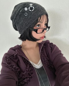 俏皮造型抽褶褶皺毛帽