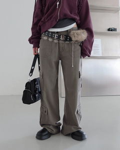 Cargo Straight Wide Long Pants