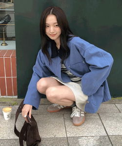 Snea Corduroy Two-tone Collar Cotton Work Jacket - 3 Colors