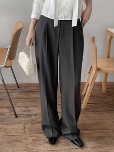 赫德褶皺寬版秋季長褲