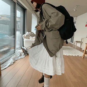 루엘 프릴 캉캉 미디 스커트