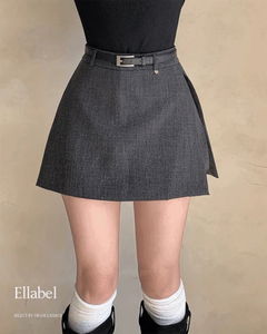 高腰腰帶迷你裙褲