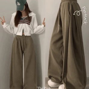 Deon side pin tuck wide long pants