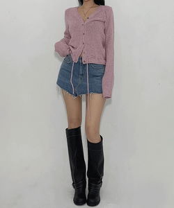 Vintage Unique Faded Basic Cut Denim Mini Skirt