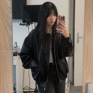 Milan Overfit Leather Blue Jeans Jacket