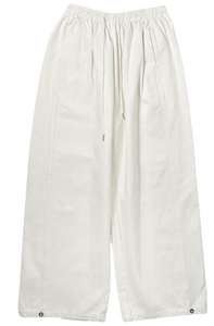 케드 스냅 와이드 코튼 밴딩 롱 팬츠 (4color)