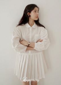 Lace collar pleated Dress