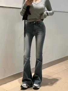 ライトバックポケットウォッシュストレッチブーツカットデニムパンツ