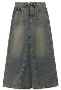테이트 맥시 플레어 데님 롱 스커트 (5color)