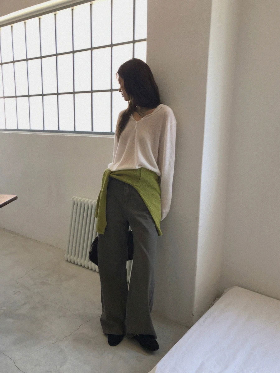 코인 절개 와이드 팬츠