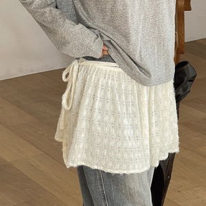 빅사이즈 S-2XL 하슈슈 하트 미니 랩 니트 레이어드 스커트 치마