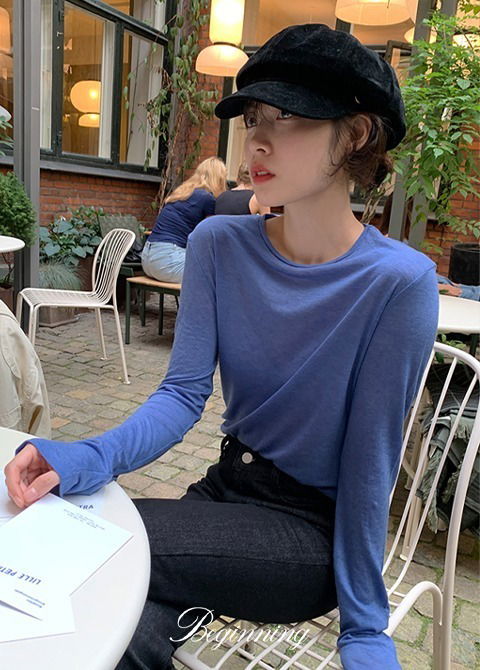 푸딩 슬림 시스루 티셔츠 (12color)