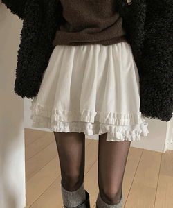 鬆緊荷葉邊A字短裙