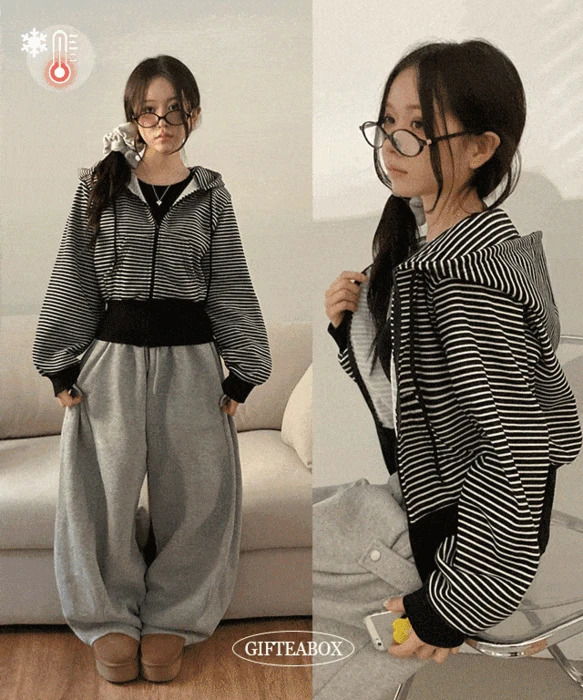 素色舒適保暖連帽長版外套