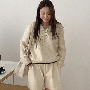 조아트 리본 자수 카라니트