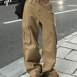 카일 피그먼트 투버튼 파라슈트 카고 와이드 팬츠 (로우/하이웨스트) -3 color