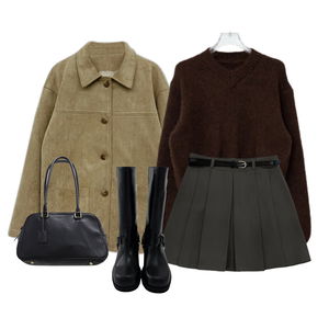 jacket,knitwears,skirt 코디