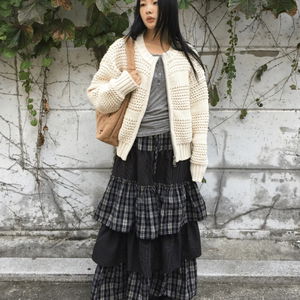 시에라 멀티체크 롱 스커트 (3color)