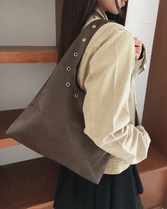 Sheet Eyelet Leather Shoulder Bag
