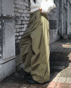 MT Split pocket cotton wide long pants